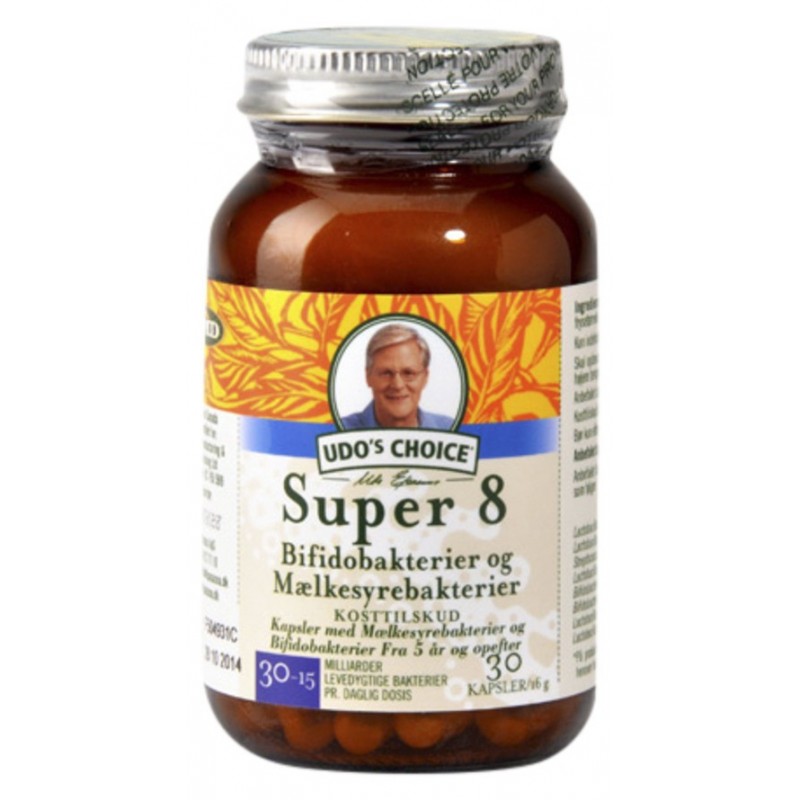 Udo's choice Super 8 plus mælkesyrebakterier - 30 kapsler