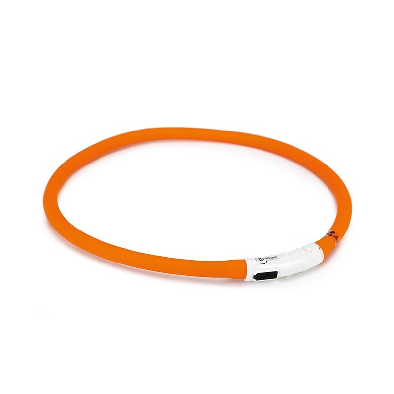Lyshalsbånd, orange, genopladelig  - bestillingsvarer ca. 1 uge